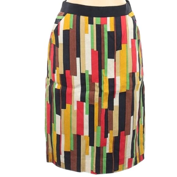 Milly of New York Silk/Linen Blend Colour Block Pencil Skirt- Sz. 4 - Picture 1 of 5